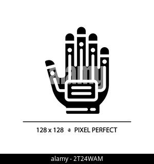 2D silhouette glyph style haptic glove icon Stock Vector