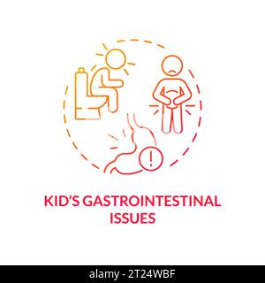2D gradient icon kids gastrointestinal issues concept Stock Vector