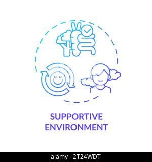 2D thin line gradient icon supportive environment concept Stock Vector