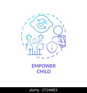 2D thin line gradient icon empower child concept Stock Vector