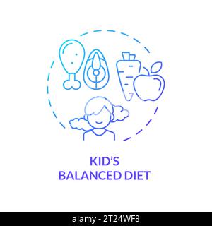 2D gradient icon kids balanced diet concept Stock Vector