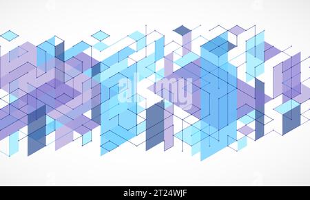 Abstract rectro colored  background in isometric style.  Vector Stock Vector