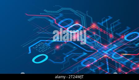 CPU concept. Circuit board. Vector Technology background. Stock Vector