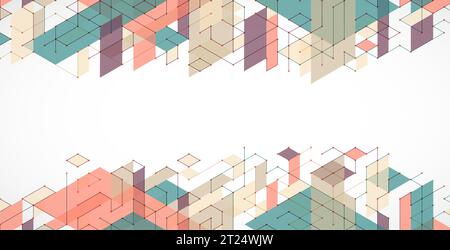 Abstract rectro colored  background in isometric style.  Vector Stock Vector