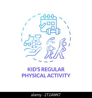 2D gradient icon kids regular physical activity concept Stock Vector