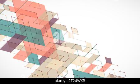 Abstract rectro colored  background in isometric style.  Vector Stock Vector