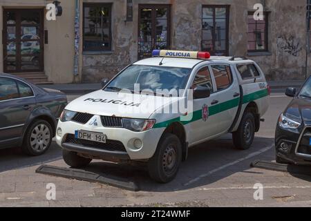 Vilnius, Lithuania - June 11 2019: Pick-up truck of the police (Policija) parked in a street. Stock Photo