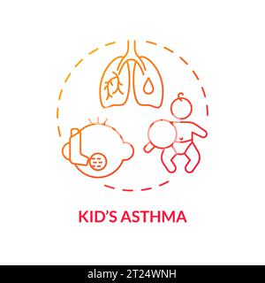 2D thin line gradient icon kids asthma concept Stock Vector