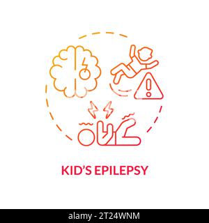 2D thin line gradient icon kids epilepsy concept Stock Vector