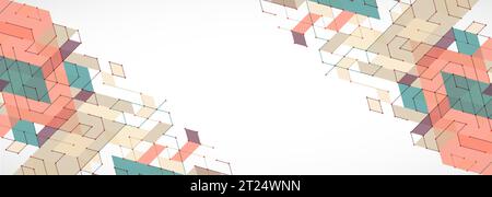 Abstract rectro colored  background in isometric style.  Vector Stock Vector
