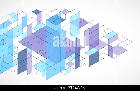 Abstract rectro colored  background in isometric style.  Vector Stock Vector