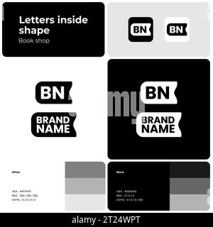 Book shop branding monochromatic template with logo Stock Vector