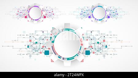 Abstract technology background. Cogwheels ART theme. Vector set. Stock Vector
