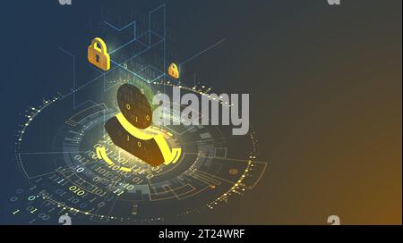 Isometric digital abstract technology background. Vector illustration Stock Vector