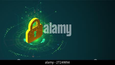 Isometric digital abstract technology background. Vector illustration Stock Vector