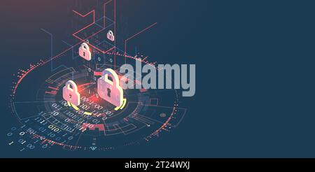 Isometric digital abstract technology background. Vector illustration Stock Vector