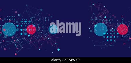 Abstract polygonal vector background with connecting dots and lines. Plexus effect digital data visualization. Stock Vector