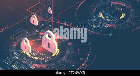 Isometric digital abstract technology background. Vector illustration Stock Vector
