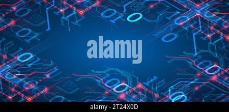 CPU concept. Circuit board. Vector Technology background. Stock Vector