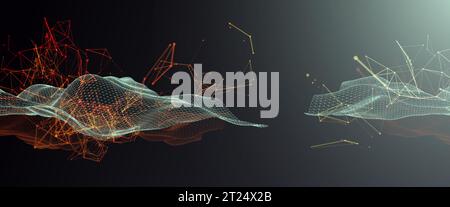 Polygonal science background with connecting dots and lines. Digital data visualization. Vector Stock Vector