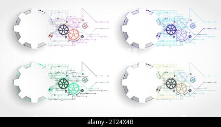 Abstract technology background. Cogwheels ART theme. Vector set. Stock Vector