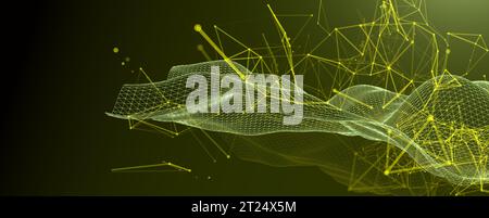 Polygonal science background with connecting dots and lines. Digital data visualization. Vector Stock Vector