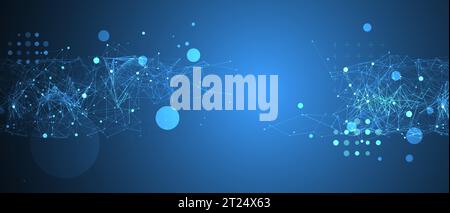 Abstract polygonal vector background with connecting dots and lines. Template for science and technology presentation. Plexus style. Stock Vector