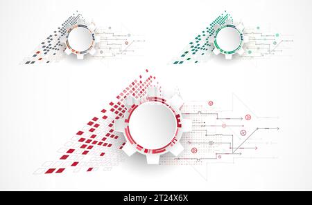 Abstract technology background. Cogwheels ART theme. Vector set. Stock Vector