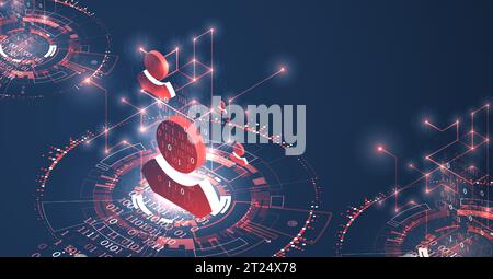 Isometric digital abstract technology background. Vector illustration Stock Vector