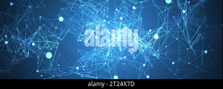 Abstract polygonal vector background with connecting dots and lines. Template for science and technology presentation. Plexus style. Stock Vector