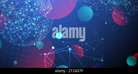 Abstract technology sphere background. Global network concept. Stock Vector