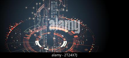 Abstract background on technological and scientific topics. Various techno details with using digital code. Vector format. Stock Vector