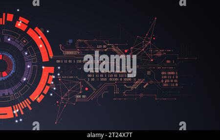 Abstract background on technological and scientific topics. Various techno details with using digital code. Vector format. Stock Vector