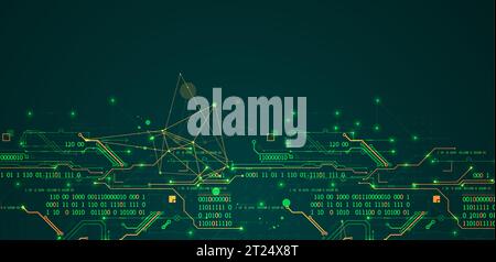Abstract background on technological and scientific topics. Various techno details with using digital code. Vector format. Stock Vector