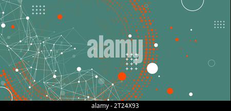 Halftone science background with connecting dots and lines. Digital data visualization. Vector Stock Vector
