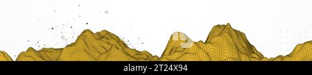 Trendy abstract wireframe background. Modern science or technology art elements. Surface illustration. Vector. Stock Vector