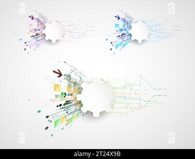 Abstract technology background. Cogwheels ART theme. Vector set. Stock Vector