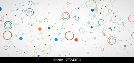 Geometric abstract background with connected line and dots. Futuristic digital background for science and technology. Vector Stock Vector