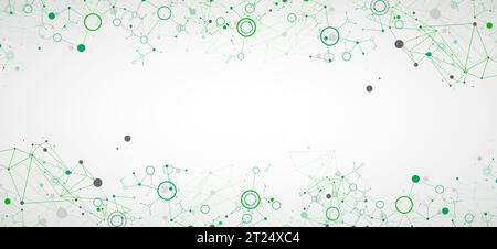 Geometric abstract background with connected line and dots. Futuristic digital background for science and technology. Vector Stock Vector