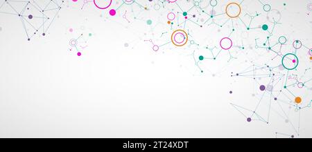 Geometric abstract background with connected line and dots. Futuristic digital background for science and technology. Vector Stock Vector