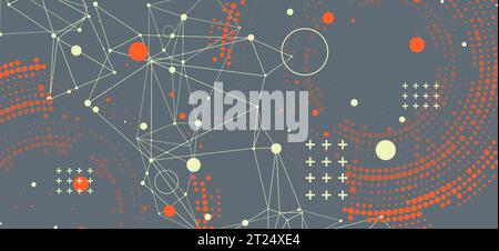 Halftone science background with connecting dots and lines. Digital data visualization. Vector Stock Vector
