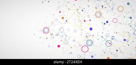 Geometric abstract background with connected line and dots. Futuristic digital background for science and technology. Vector Stock Vector