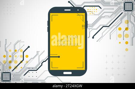 Mobile phone background. Вig data flow processing concept, cloud database. Abstract technology CPU theme illustration. Stock Vector