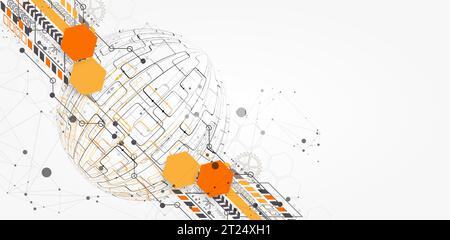 Abstract technology sphere background. Global network consept. Stock Vector
