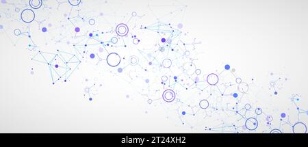 Geometric abstract background with connected line and dots. Futuristic digital background for science and technology. Vector Stock Vector