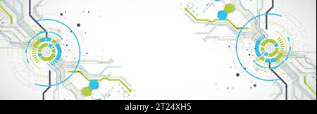 Abstract background with plexus effect. Scientific and technological concept with the use of technical elements formed in the shape of a circle. Stock Vector
