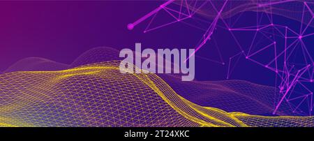 Polygonal science background with connecting dots and lines. Digital data visualization. Vector Stock Vector