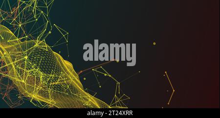 Polygonal science background with connecting dots and lines. Digital data visualization. Vector Stock Vector