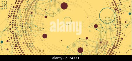 Halftone science background with connecting dots and lines. Digital data visualization. Vector Stock Vector