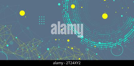 Halftone science background with connecting dots and lines. Digital data visualization. Vector Stock Vector